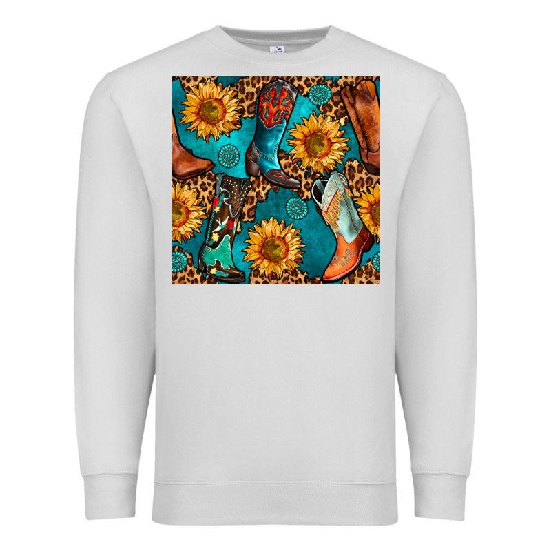 Western Cowboy Boot Seamless Pattern Premium Sweatshirt by BundleAndBundleShop | Teevron