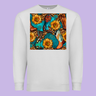 Western Cowboy Boot Seamless Pattern Premium Sweatshirt Designed By Bundleandbundleshop