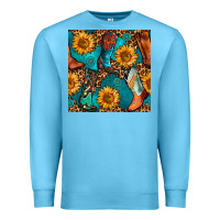 Ocean Blue western cowboy boot seamless pattern Premium Sweatshirt - BundleAndBundleShop
