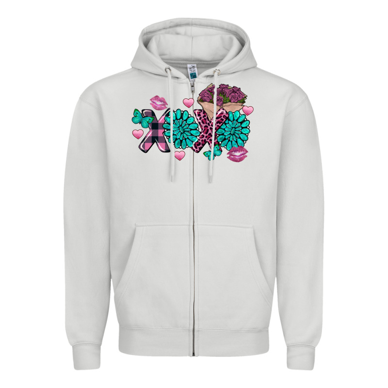 Xoxo Valentine's Day Turquoise Gemstone Zipper Hoodie by FaDigitalArtStudio | Teevron