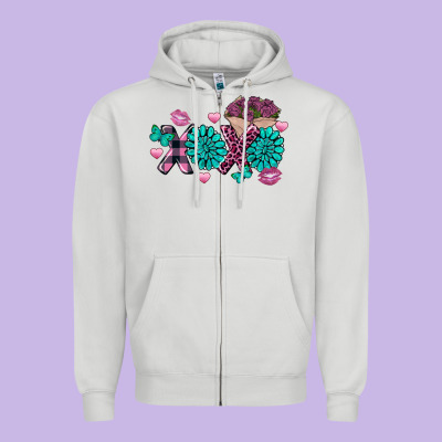 Xoxo Valentine's Day Turquoise Gemstone Zipper Hoodie Designed By Fadigitalartstudio