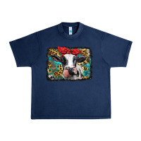 Navy holstein cow with glitter and leopard background Urban Heavy Tee - BarkalooDesign