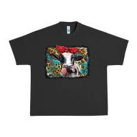 Pigment Black holstein cow with glitter and leopard background Urban Heavy Tee - BarkalooDesign