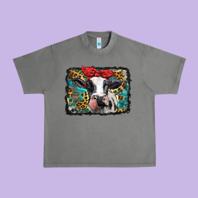 Holstein Cow With Glitter And Leopard Background Urban Heavy Tee Designed By Barkaloodesign