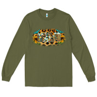Army Green Blessed Sunflower Gemstone Long Sleeve Tee - RanaPortraitStore