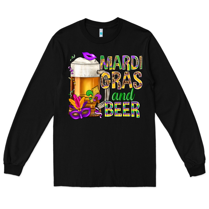 Mardi Gras And Beer Long Sleeve Tee by NancyCooperArtShop | Teevron