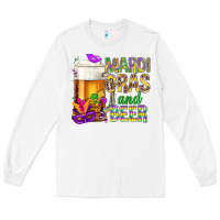 White Mardi Gras and beer Long Sleeve Tee - NancyCooperArtShop