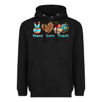 Black peace love teach Heavyweight Hoodie - BundleAndBundleShop