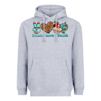 Heather Grey peace love teach Heavyweight Hoodie - BundleAndBundleShop
