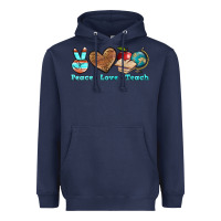 Navy peace love teach Heavyweight Hoodie - BundleAndBundleShop