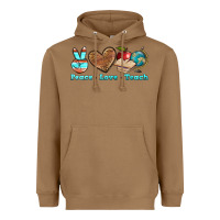 Toasted Coconut peace love teach Heavyweight Hoodie - BundleAndBundleShop