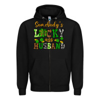 Black St. Patrick's Somebody's lucky as husband Zipper Hoodie - OliviaCreatesArt