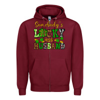Burgundy St. Patrick's Somebody's lucky as husband Zipper Hoodie - OliviaCreatesArt