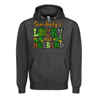 Charcoal Heather St. Patrick's Somebody's lucky as husband Zipper Hoodie - OliviaCreatesArt