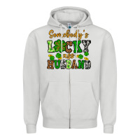 Dove Grey St. Patrick's Somebody's lucky as husband Zipper Hoodie - OliviaCreatesArt