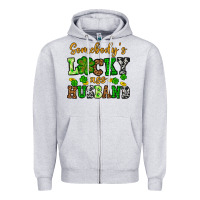 Heather Grey St. Patrick's Somebody's lucky as husband Zipper Hoodie - OliviaCreatesArt