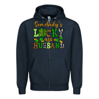 Navy St. Patrick's Somebody's lucky as husband Zipper Hoodie - OliviaCreatesArt