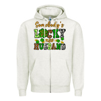 Oatmeal Heather St. Patrick's Somebody's lucky as husband Zipper Hoodie - OliviaCreatesArt