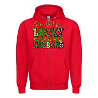 Red St. Patrick's Somebody's lucky as husband Zipper Hoodie - OliviaCreatesArt