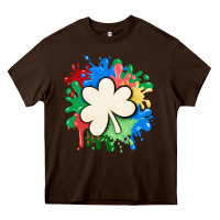 Chocolate Brown st patricks day shamrock autism Heavy Core Tee - MaliasSmallBusiness