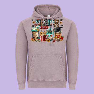 Senior 2023 Coffee Cups Vintage Hoodie Designed By Jasminsmagicworld