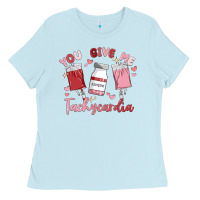 Baby Blue you give me tachycardia Ladies Tee - MaliasSmallBusiness