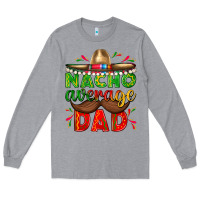 Heather Grey Nacho Average Dad with Mustache Long Sleeve Tee - texasbilliewilder