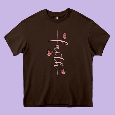 Faith Cross Heavy Core Tee Designed By Maliassmallbusiness