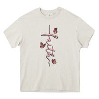 Cream faith cross Heavy Core Tee - MaliasSmallBusiness