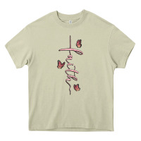 Mossy faith cross Heavy Core Tee - MaliasSmallBusiness