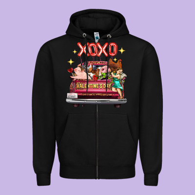 Valentine's Day Truck Farm Animals Cupid Xoxo Zipper Hoodie Designed By Fadigitalartstudio