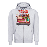 Heather Grey Valentine's Day Truck Farm Animals Cupid XOXO Zipper Hoodie - FaDigitalArtStudio
