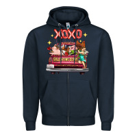 Navy Valentine's Day Truck Farm Animals Cupid XOXO Zipper Hoodie - FaDigitalArtStudio