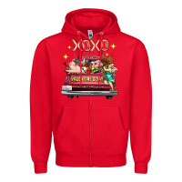 Red Valentine's Day Truck Farm Animals Cupid XOXO Zipper Hoodie - FaDigitalArtStudio