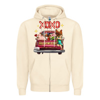 Sandshell Valentine's Day Truck Farm Animals Cupid XOXO Zipper Hoodie - FaDigitalArtStudio