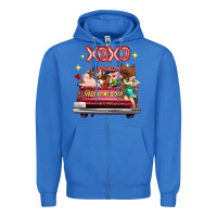 True Royal Valentine's Day Truck Farm Animals Cupid XOXO Zipper Hoodie - FaDigitalArtStudio