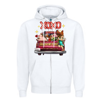 White Valentine's Day Truck Farm Animals Cupid XOXO Zipper Hoodie - FaDigitalArtStudio