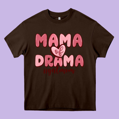 Mama Of Drama Girl Mom Heavy Core Tee Designed By Maliassmallbusiness