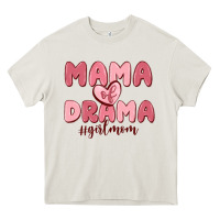 Cream mama of drama girl mom Heavy Core Tee - MaliasSmallBusiness