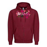 Burgundy Valentine's Day mama Zipper Hoodie - FaDigitalArtStudio