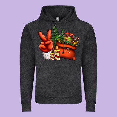 Christmas Santa Claus Peace Hand Vintage Hoodie Designed By Jasminsmagicworld
