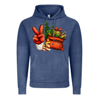 Vintage Denim christmas santa claus peace hand Vintage Hoodie - Jasminsmagicworld