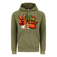 Vintage Olive christmas santa claus peace hand Vintage Hoodie - Jasminsmagicworld