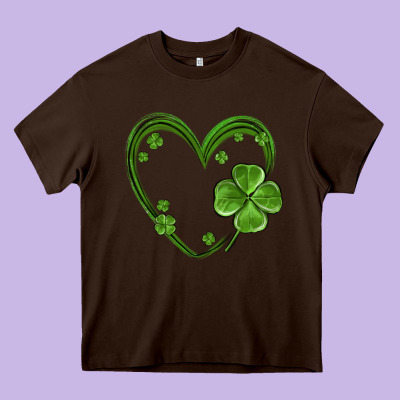 St Patricks Day Shamrock Heart Heavy Core Tee Designed By Maliassmallbusiness