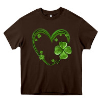 Chocolate Brown st patricks day shamrock heart Heavy Core Tee - MaliasSmallBusiness