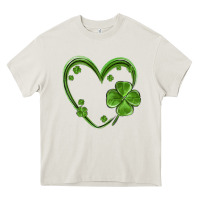 Cream st patricks day shamrock heart Heavy Core Tee - MaliasSmallBusiness