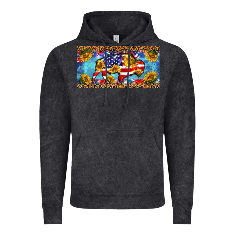 Bison Amerıcan Flag  License Plate Template Vintage Hoodie by BarkalooDesign | Teevron