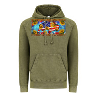 Vintage Olive bison amerıcan flag  license plate template Vintage Hoodie - BarkalooDesign