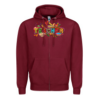 Burgundy Cinco de mayo Teacher Zipper Hoodie - FaDigitalArtStudio