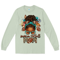 Matcha American Football Mom Afro Messy Bun Long Sleeve Tee - texasbilliewilder